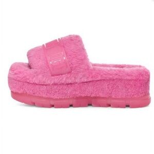 Uggs Fluffita Hot Barbie Pink Faux Fur Fluffy Platform Slides Kawaii Cozycore 6